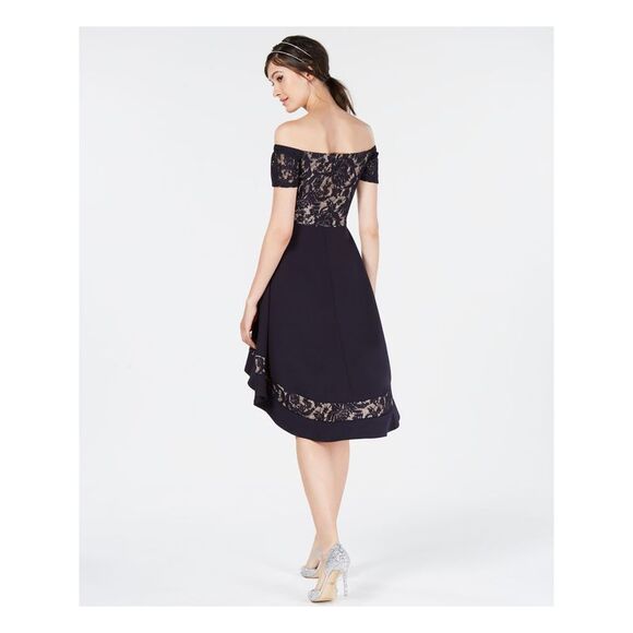 CITY STUDIO Womens Short Sleeve Off Shoulder Midi Prom Dress - Picture 2 of 2